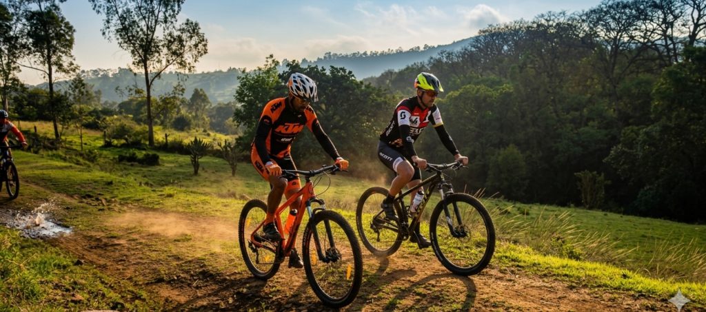 Ciclismo de montaña con papá